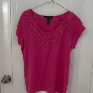 Pink Lace Trim Top